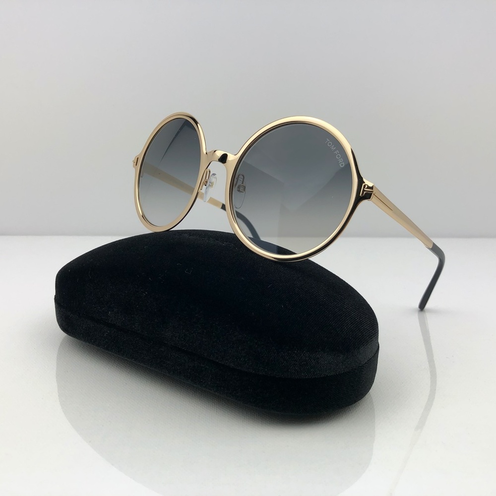 New TOM FORD Ava Round Gold Sunglasses - Picture 3 of 16